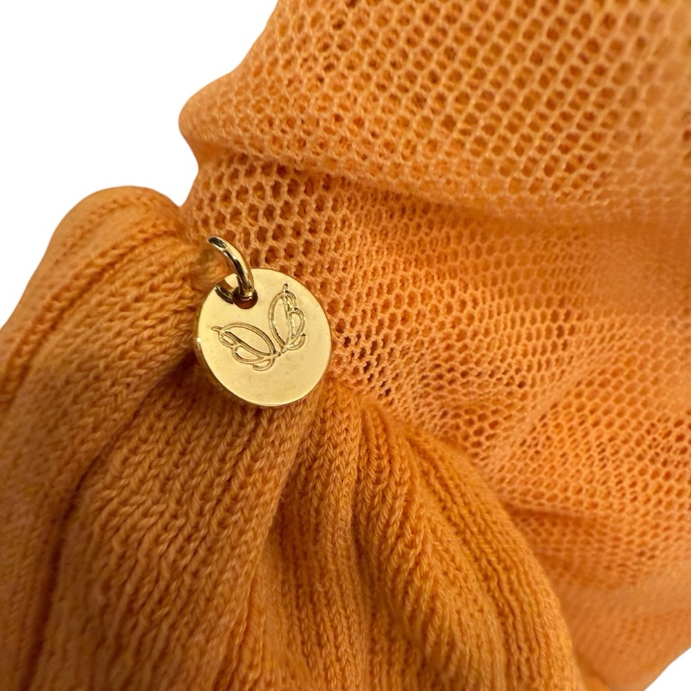Betty Blue Soft Coral Asymmetrical Ruffled Shoulder Light Knit Dress sz 10 - Picture 9 of 16